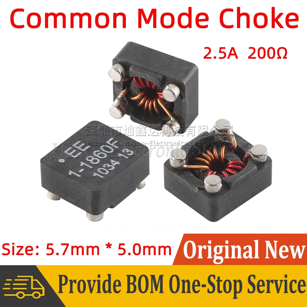 

5pcs SMT SMD Common Mode Choke Inductor 2.5A Impedance 200Ω Magnetic Ring Core Coil Filter EE 1-1860F