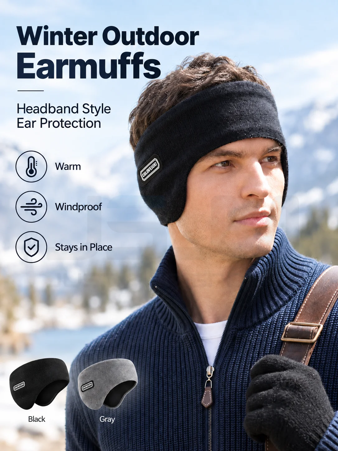 New Winter Ear Warmer Headband Men Women Fleece Lined Windproof Thermal Ear Covers Ski Running Cycling Hiking Outdoor Sports