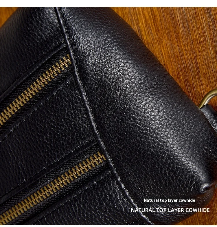 Men's Full-Grain Leather Crossbody Bag - Versatile 3-in-1 Chest Sling Bag, Spacious Convertible Shoulder Purse RFID Pocket