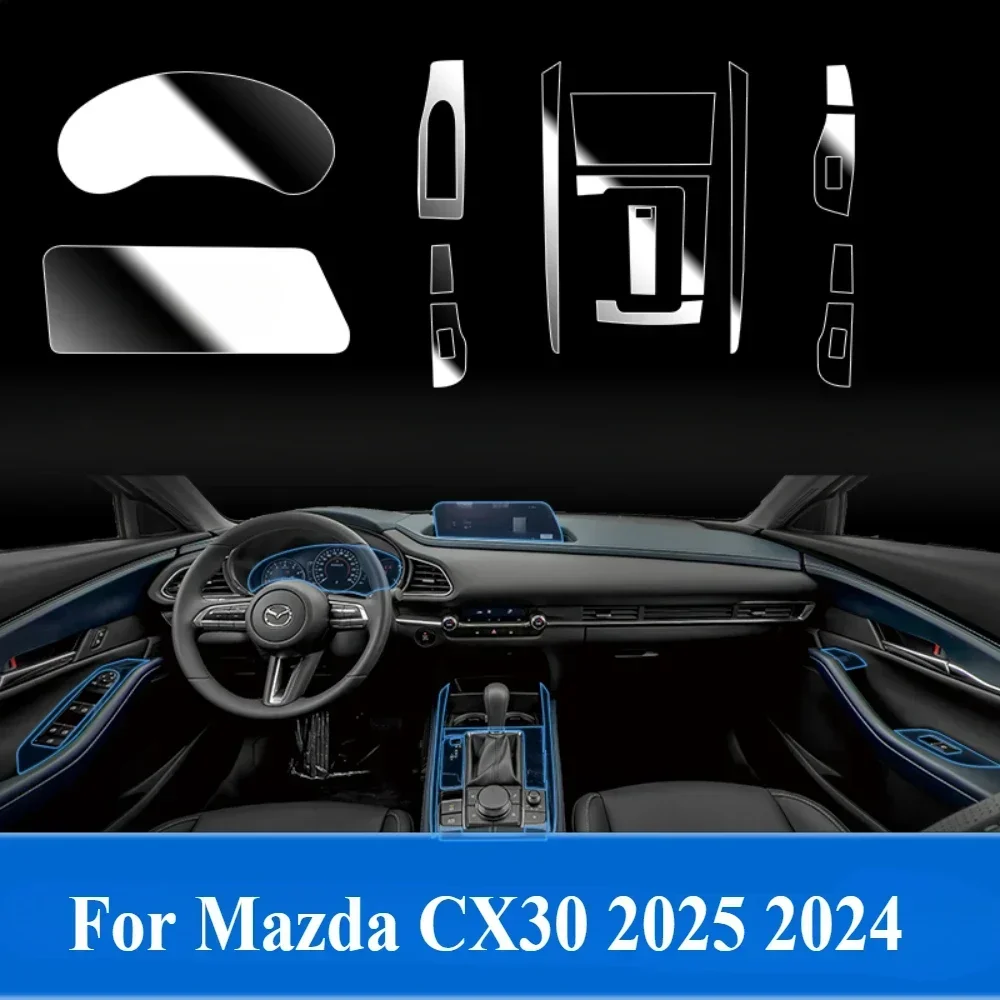 For Mazda CX30 2025 2024 Car Accessories interior film transparent TPU Gear Panel GPS Center Console Anti-scratch PPF Protection