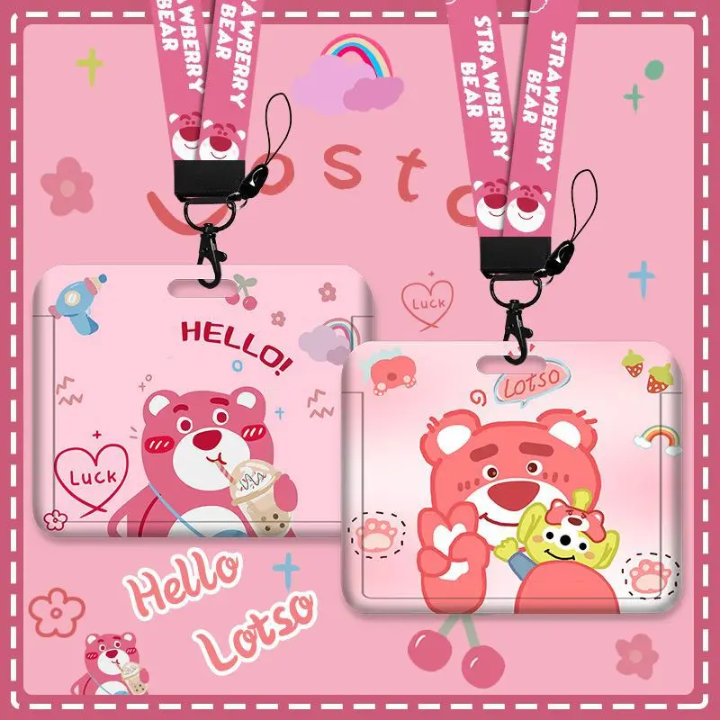 

Cute Disney Lotso Anime Lanyard Card Holder Keyring Neck Strap Card ID Work Permit Cartoon Lotso Card Holders Girls Gifts