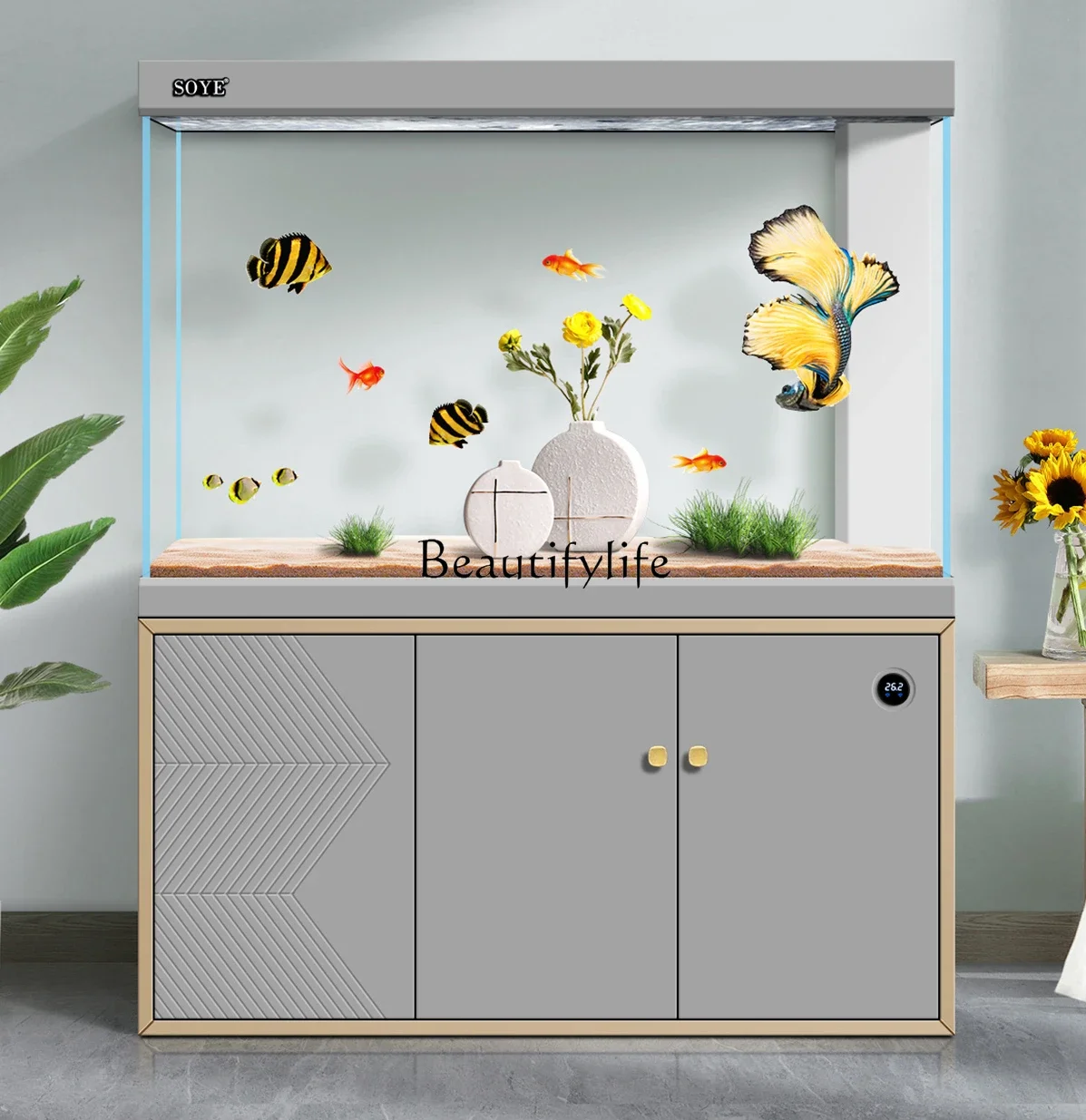 

FG26Living Room Large Ecological Super White Light Luxury Hallway Screen Home Floor Bottom Filter Partition Smart