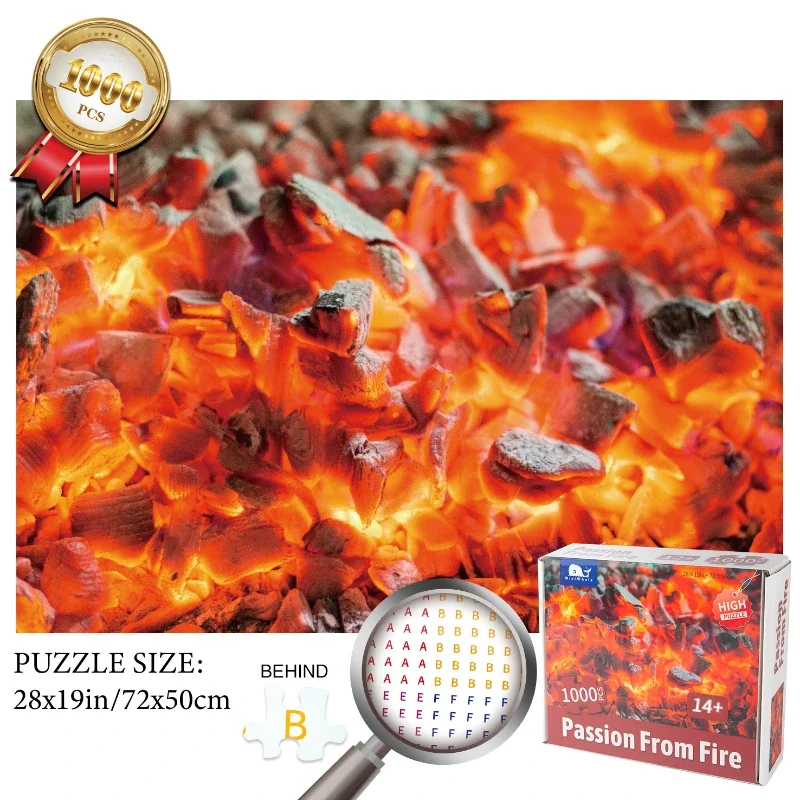 72*50cm Adult 1000 Pieces Jigsaw Puzzle Ice Challenge And Passion From Fire Beautiful Paintings Stress Reducing Toys