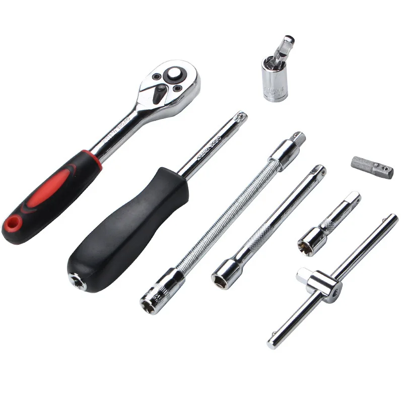 Juego de llaves inglesas para coche, Kit de herramientas de mano de 46 piezas, destornillador y brocas de trinquete, llave inglesa rápida
