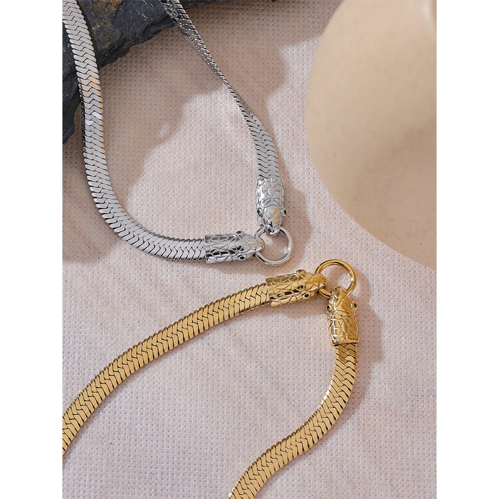 Yhpup 35 + 7 cm Collana girocollo con catena a serpente in acciaio inossidabile moda per donna Gioielli con fascino temperamento placcato oro 18 carati PVD Nuovo