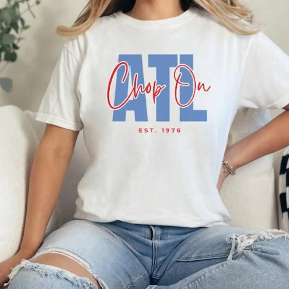 ATL Bravos Braves T-Shirt Atlanta Chop On ATL 220g Heavyweight 100% Cotton T-Shirt. Butterfly Print. Unisex Sizing. Round Neck Inspirational T-Sh