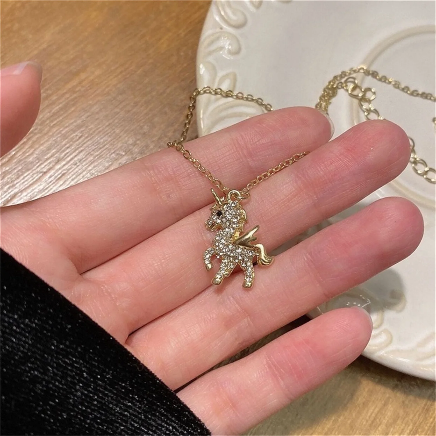 Fashion Flying Horse Wings Earrings Necklace for Women Girls Gold Color Cute Animal Jewelry Set Birthday Party Gifts Accessories