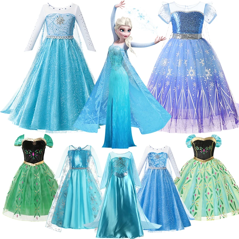 

Disney Frozen Princess Dress Children Elsa Anna Cosplay Costume Baby Girls Rapunzel Costume Cute Birthday Party Clothings 2-10