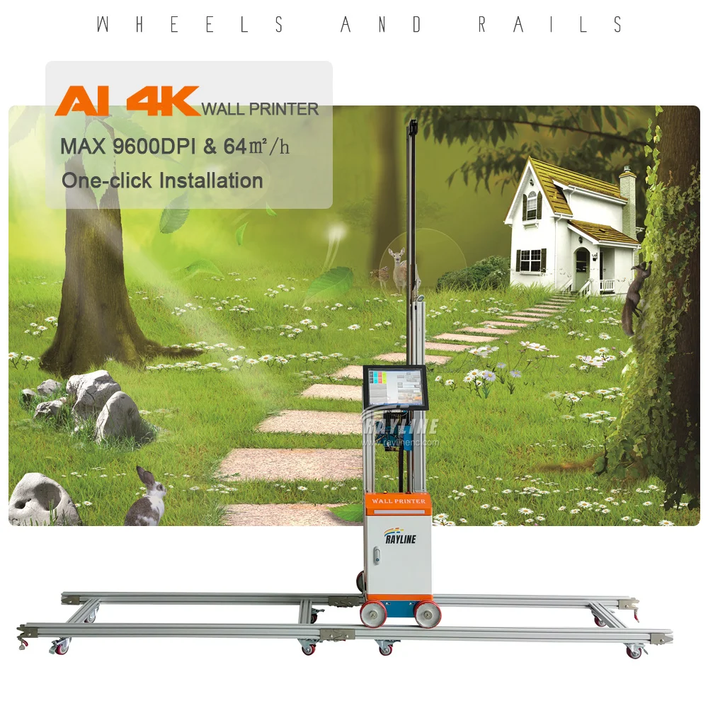 

Automatic 9600DPI AI 4K Wall Printer Machine UV Vertical Wall Printer Price With Wheels Rails 16㎡/hour 32㎡/hour 64㎡/hour