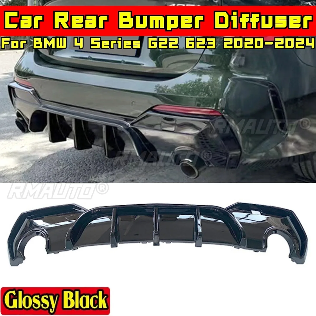 

Для 4-й серии G22 G23 2020-2024 Комплект кузова Задний бампер Диффузор Бампер Спойлер для BMW 4 серии G22 G23 2020-2024 Автомобильные аксессуары
