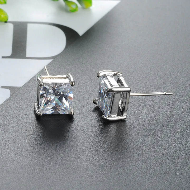 

Buyee 925 Sterling Silver Female Stud Earring White Zircon Simple Earring for Women Men Luxury Wedding Fine Jewelry Earring Gift