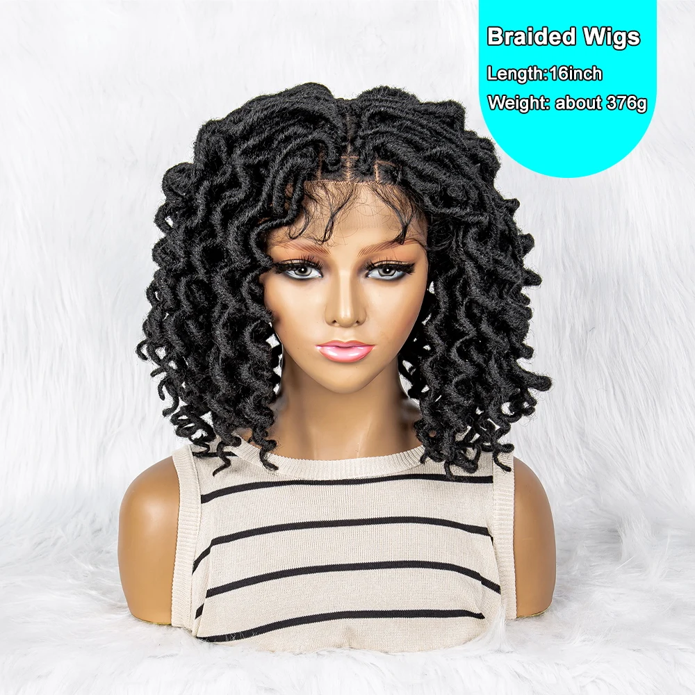 아기 머리카락과 크로 셰 뜨개질 땋은 가발 합성 Cornrow 상자 전체 레이스 가발 흑인 여성을위한 Knotless Boho Braiding 가발