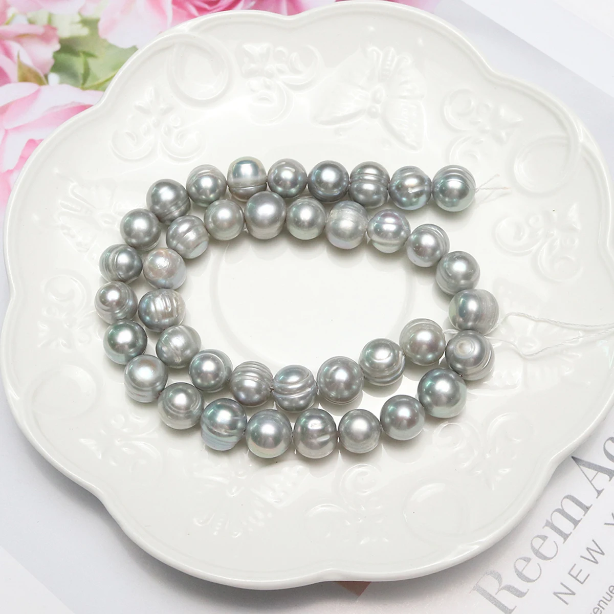 Natural Pearl Beads AA Nearround Gray Pearl Loose Beaded for Making DIY Jewerly Necklace Bracele Accessories 10-11mm