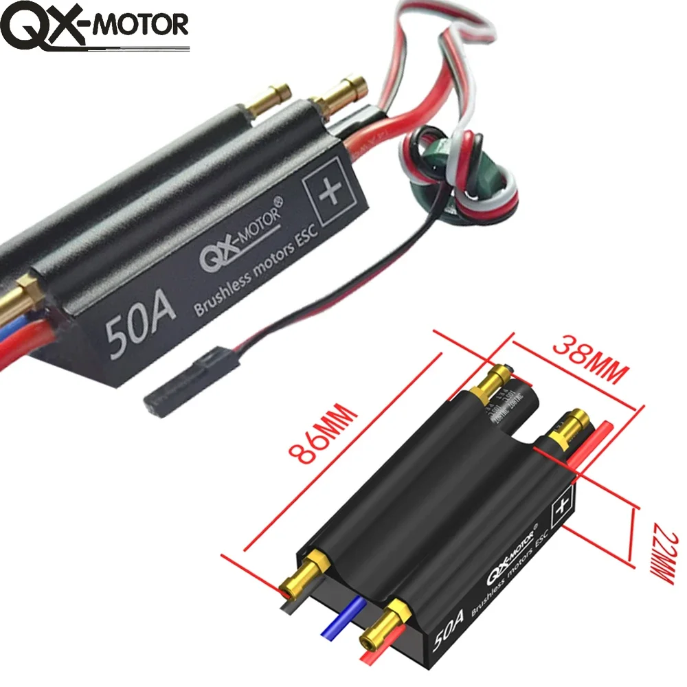 QX-motor Waterproof Brushless ESC 2-6S 50A 120A  Speed Controller For RC Boat Ship With BEC 5.5V/5A Water Cooling Syste