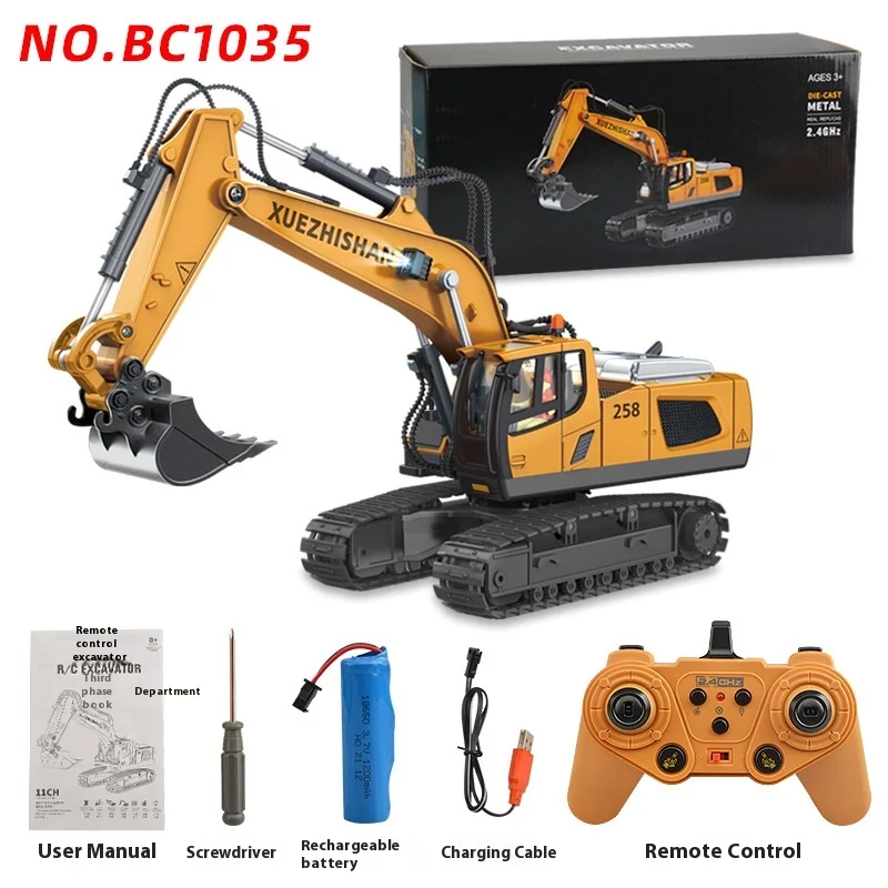 Liga de controle remoto engenharia veículo simulação escavadeira brinquedo bulldozer elétrico 2.4g menino modelo carro controle remoto presente