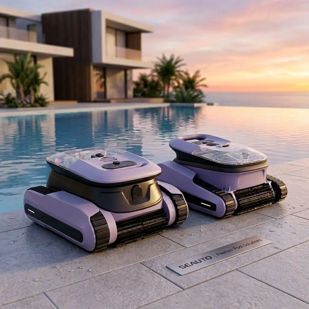 Robotic Pool Cleaner, Wall-Climbing Vacuum for Waterline Cleaning, Automatic Cordless Tool for Hotel Resort Public Pools