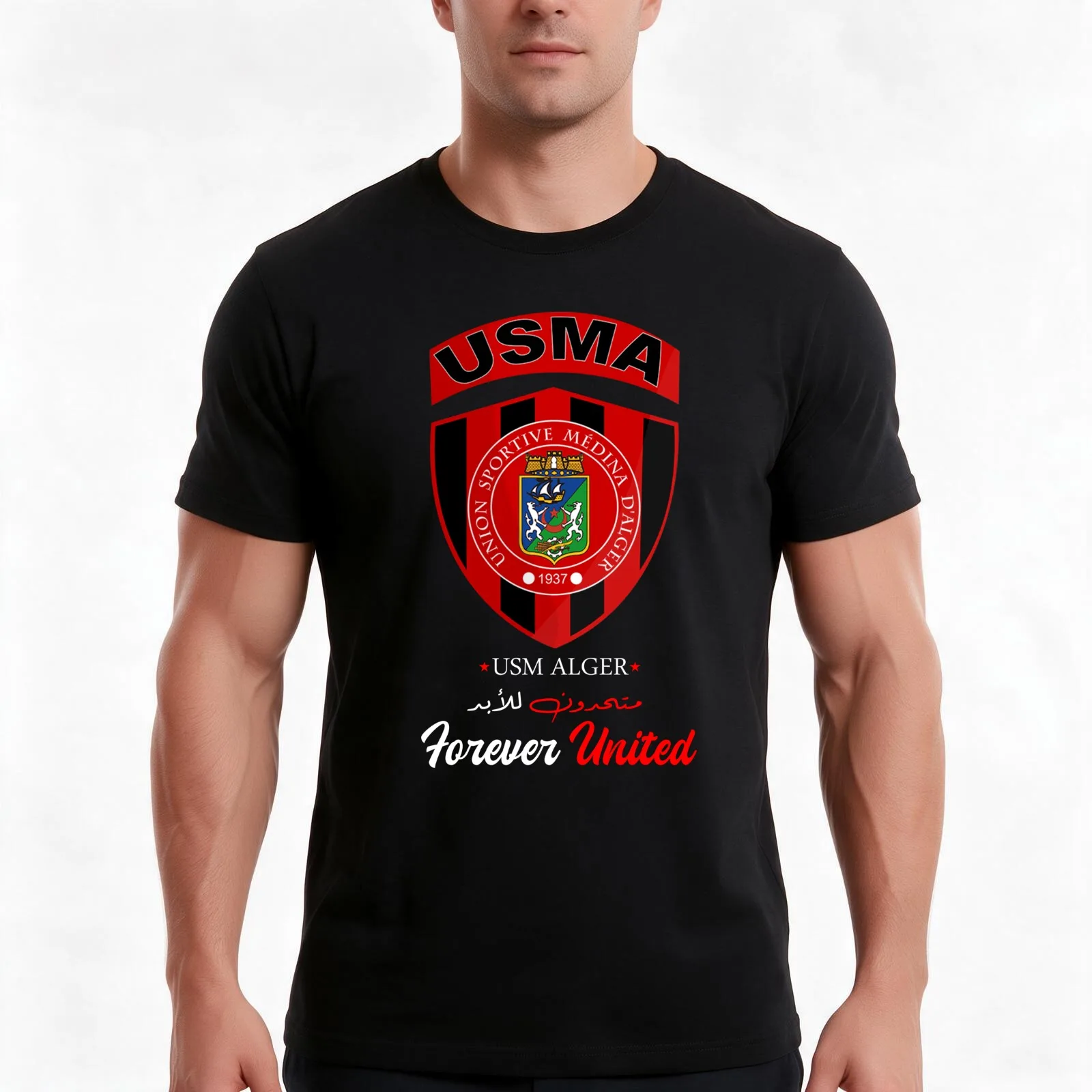 USM ALGER FOOTBALL FANS T-Shirt Summer Casual Cotton Tee Oversized Streetwear Tops Vintage Graphic Print Unisex Men Women
