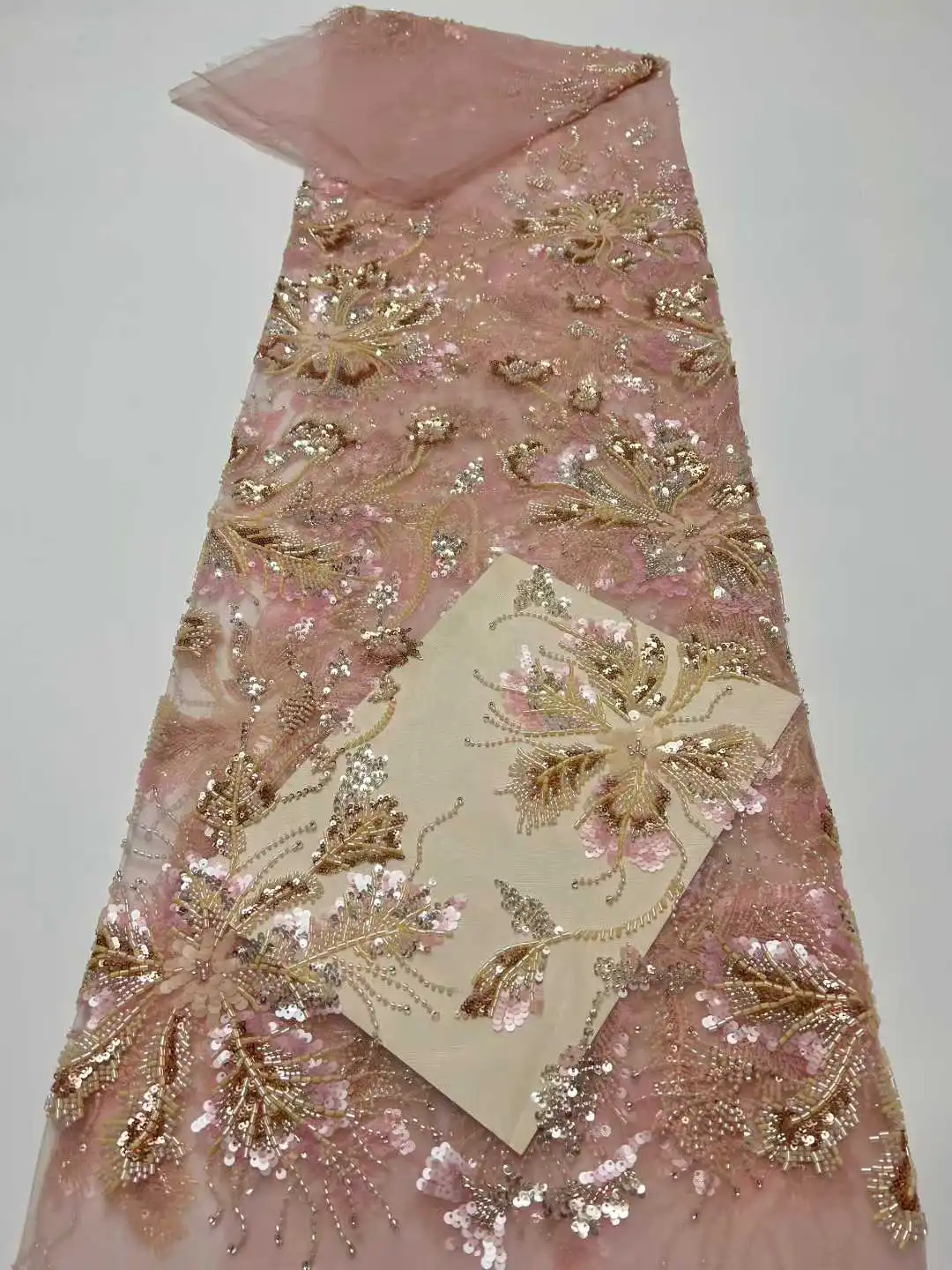 2025 African Lace Fabric Sequins Beaded Embroidery Groom Nigerian Bridal High Quality French Tulle Lace Fabric For Wedding