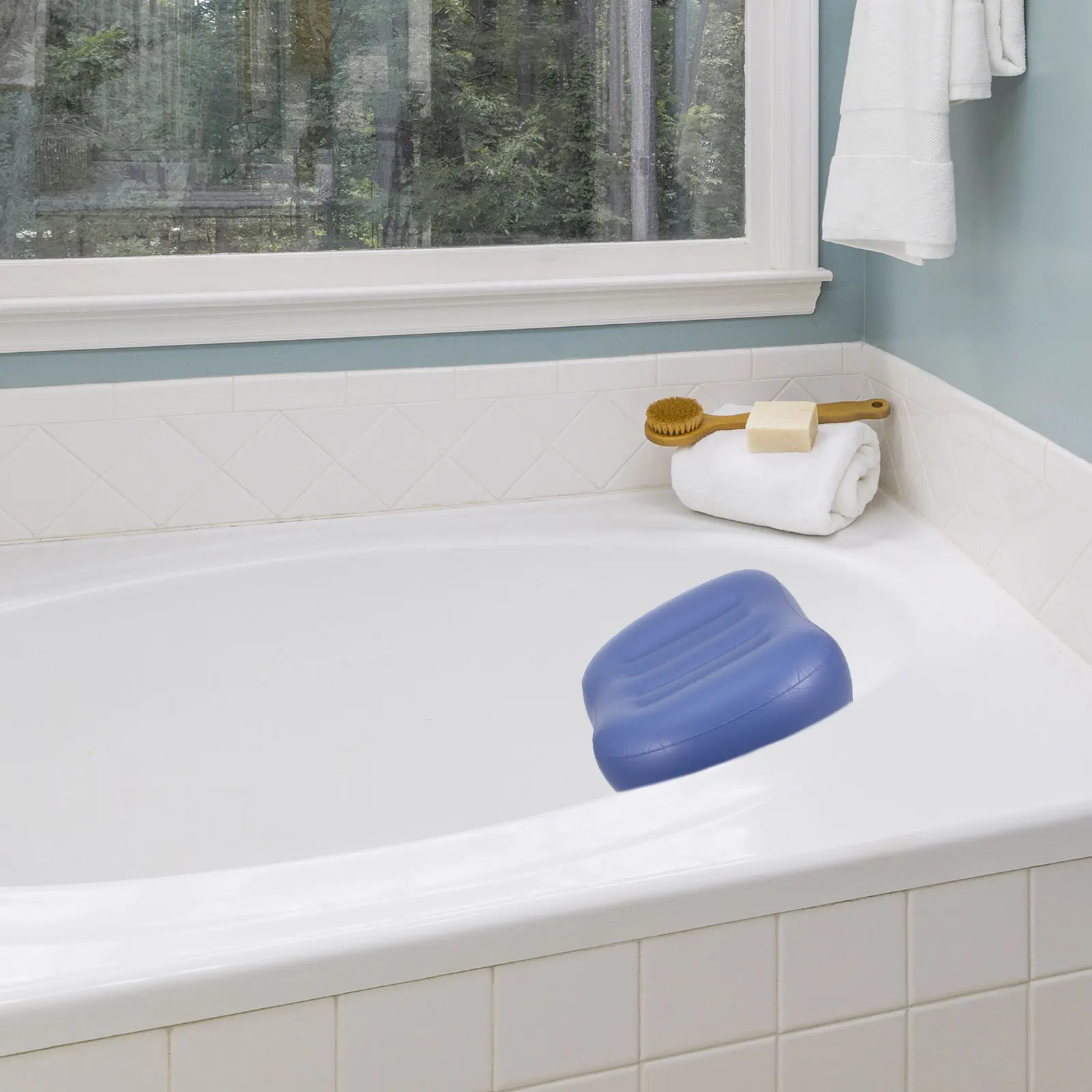 

Inflatable Bathtub Pillow Hot Tub Seat Cushion Booster Bathing Neck Support Grey Headrest Foldable Spa Bath Accessories