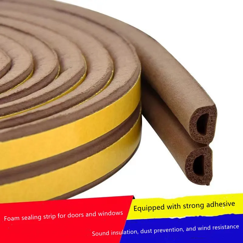 10m D/I/E Type Self-adhesive Door And Window Sealing Strip Foam Insulation, Anti-Collision, Wind And Sound Insulation Artifact