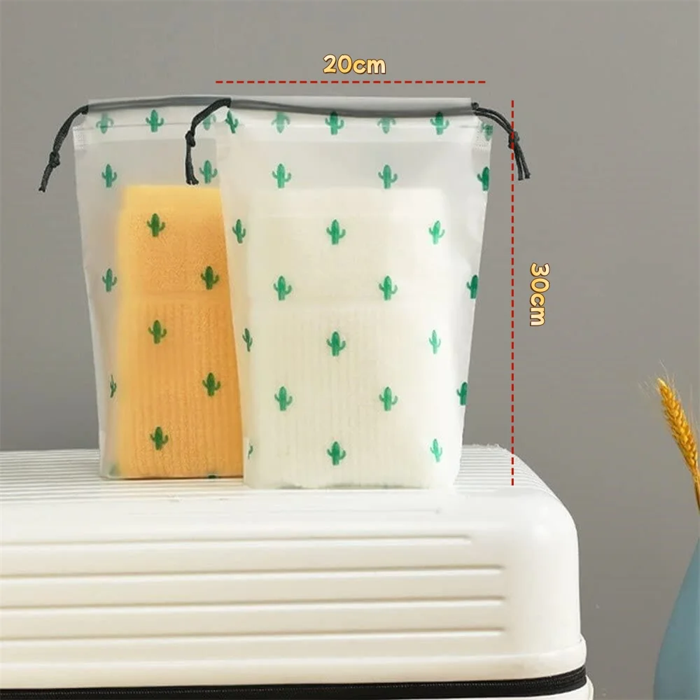 8 PCS Various Style Gift Birthday Transparent Frosted Clothing Plastic Drawstring Bag Home Storage Bag Set 20x30cm