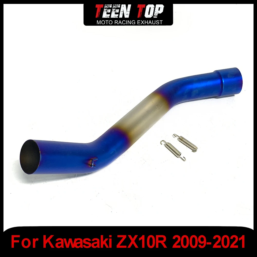 For Kawasaki ZX10R Mid Link Pipe Blue ZX-10R 2009-2021 Middle section Slip-on 51mm Motorcycle Exhaust Muffler Full Systems