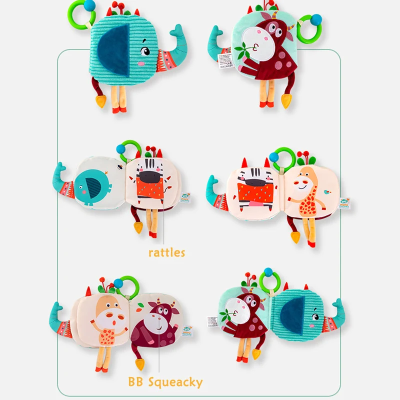 布ベルト付きぶら下げおもちゃ羽動物布本早期教育玩具モンテッソーリ教育玩具