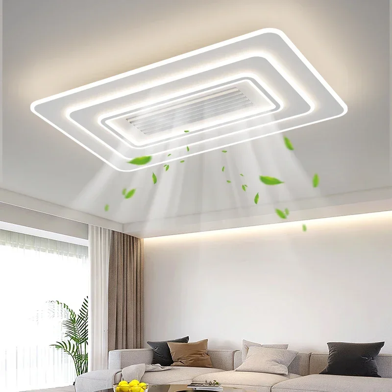 Bladeless Ceiling Fan With Lights Remote Control Modern Lighting For Living Room Bedroom Led