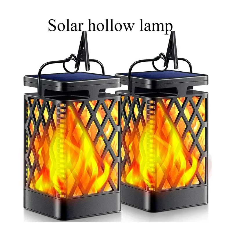 Solar Lights Flickering Flames Outdoor Lights Waterproof Solar Powered Hanging Landscape Light For Garden Yard Porch Lawn Decor