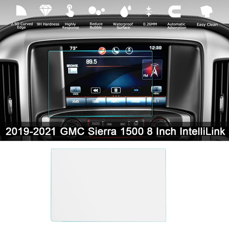 For 2019 2020 2021 GMC Sierra 1500 8-Inch Navigation Contact Screen Protector Film Audio Display Tempered Glass Film