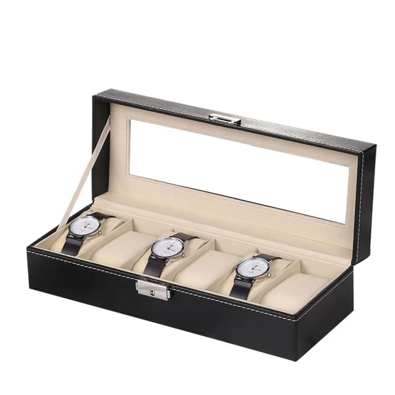 เคสป้องกัน PU มีช่องใส่กล่องเก็บของหลายช่องสำหรับนาฬิกาหนังของขวัญผู้ชายป้องกันการเดินทางสำหรับผู้ชาย
