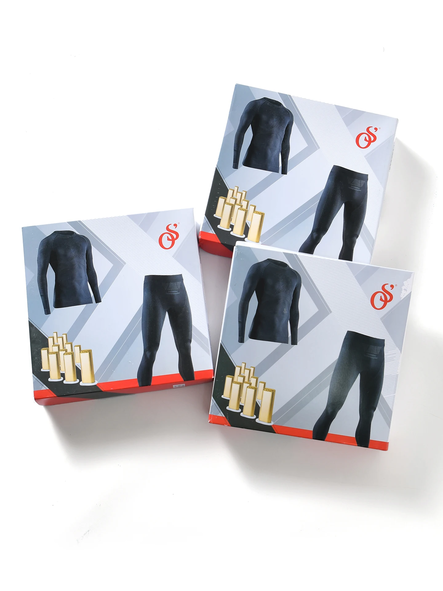 Men's Outdoor Sports Warmth Set Compression Clothing round Neck 3D Bionic Structure Heat Siphon Long Sleeve Long Pants
