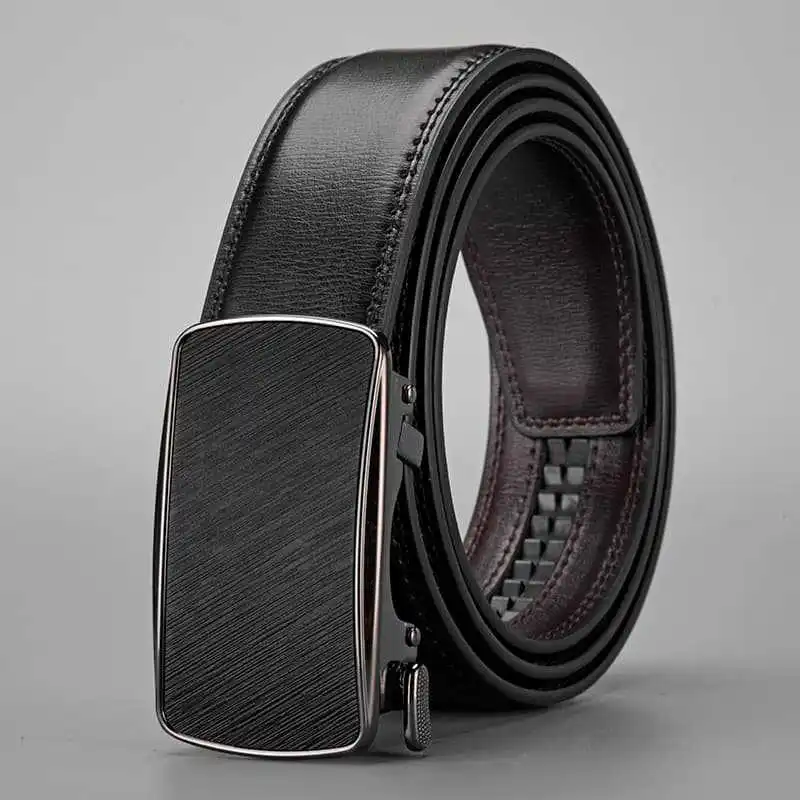 3.8CM Men Two Layer Cowhide Belt Double Design Inner Thread Buckle High Stitched Automatic Minimalist Genuine New Product Sense
