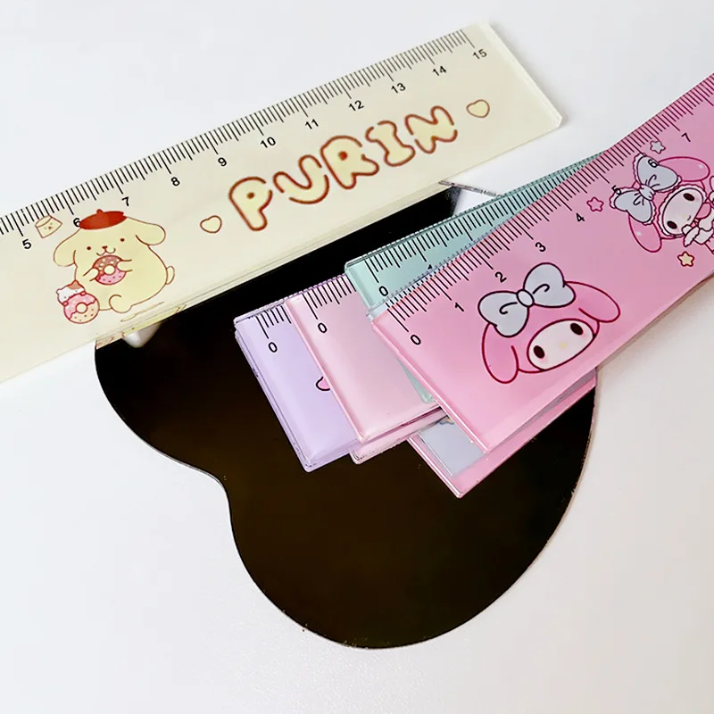 My Melody Ruler Sanrio Anime Kuromi Cinnamoroll Student Scale Office Culture Teaching Cartoon Cute Draw Plastic Ruler Kid Gift