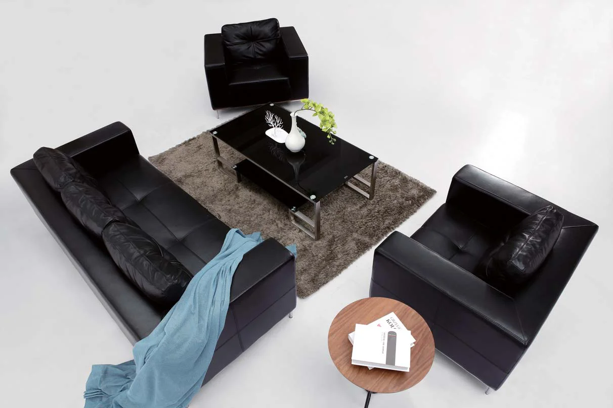 Leather Solid Wood Legs Modern Adjustable Office Reception Sofa Set For Home Office Hotel Living Room Use