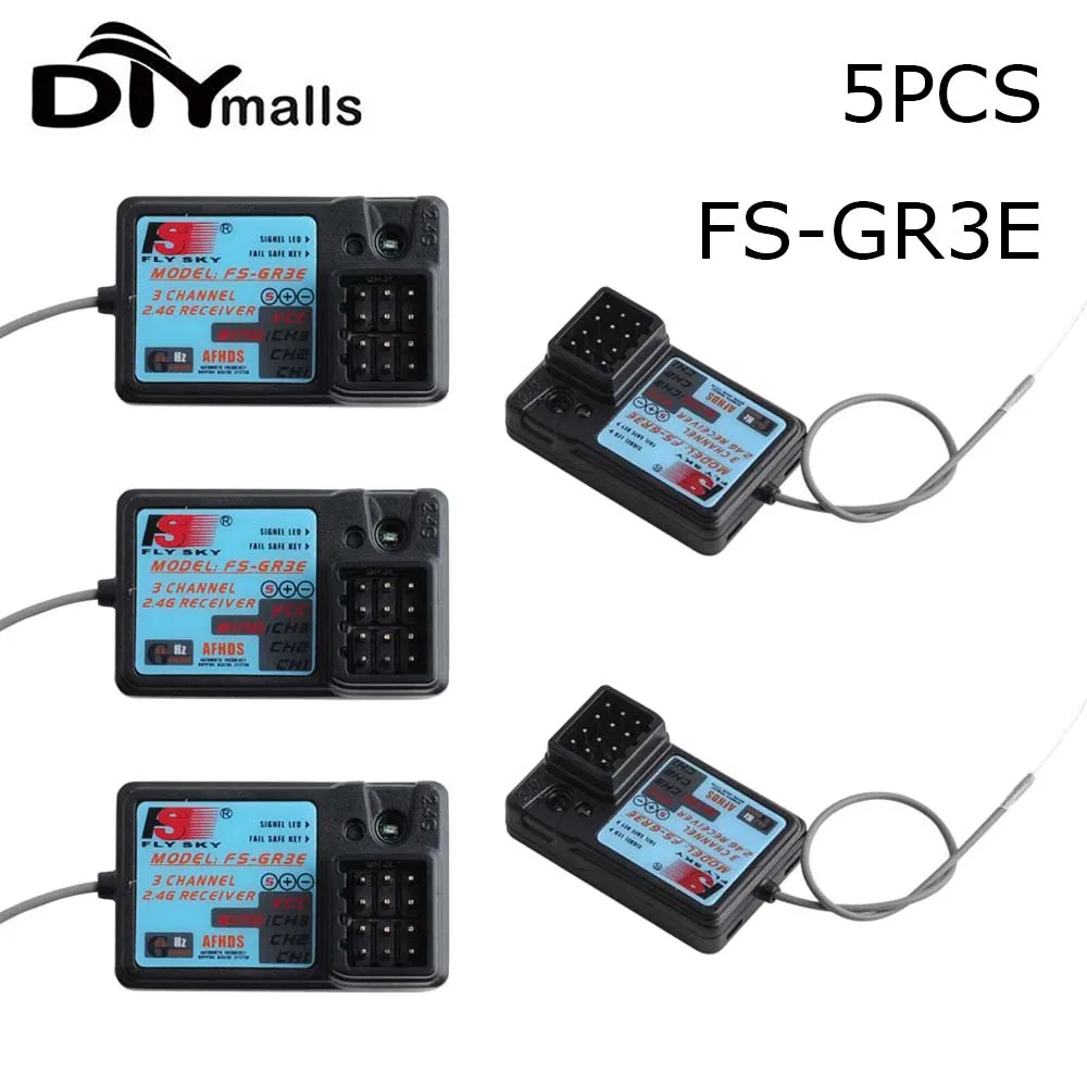 

5PCS Flysky FS-GR3E AFHDS 2.4G 3 Channel RC Receiver Frequency DC 4.0-6.5V for RC Car Truck Boat GT3 GT2 Transmitter