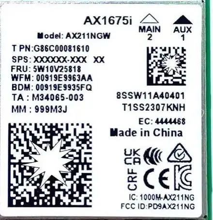 Killer AX1675i AX211 WiFi 6E 1675i wireless network card CNVIo2 interface tri band 5374M Bluetooth 5.2