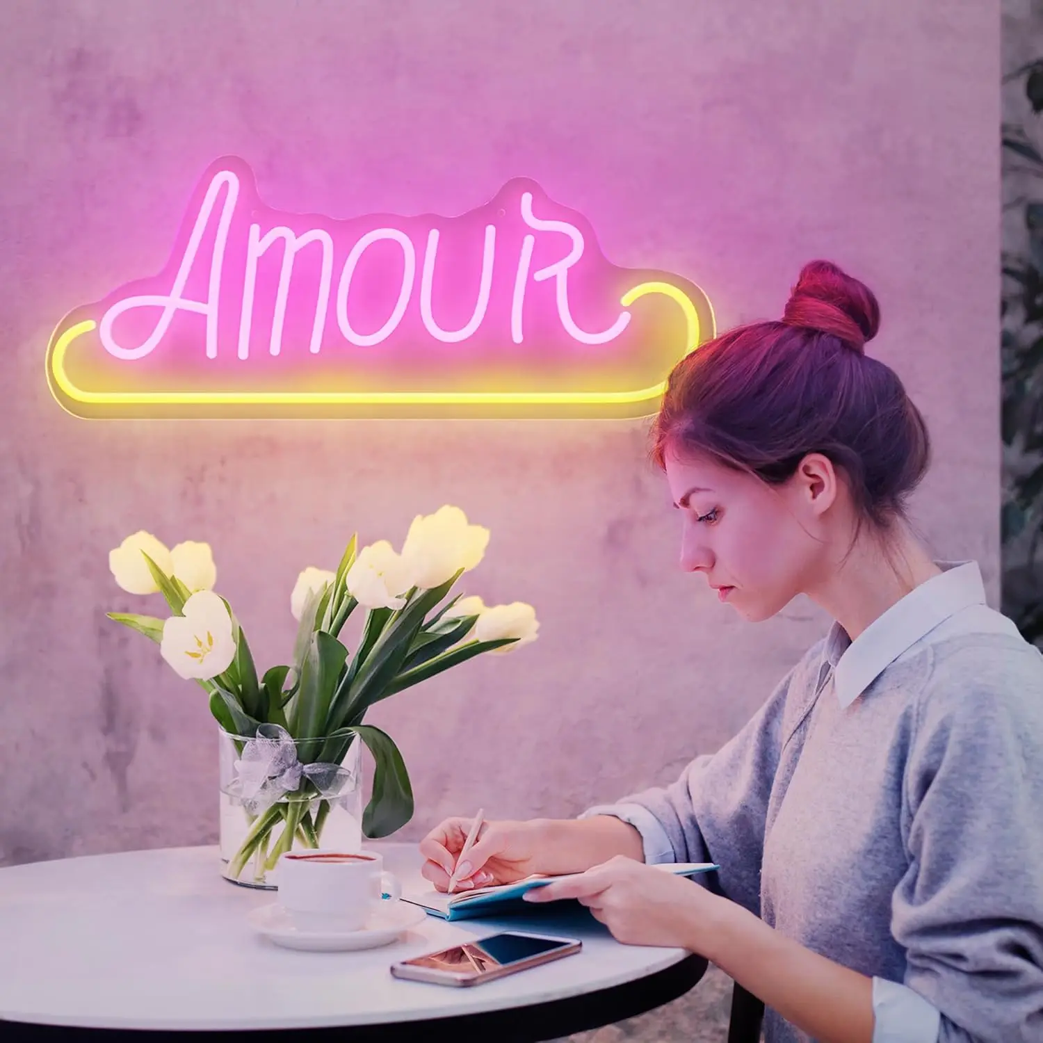 

Amour Neon Sign Dimmable Energy-Efficient Night light for Bar Pub Bedroom Restaurant Decor Party Wall Draw Birthday Art Gifts