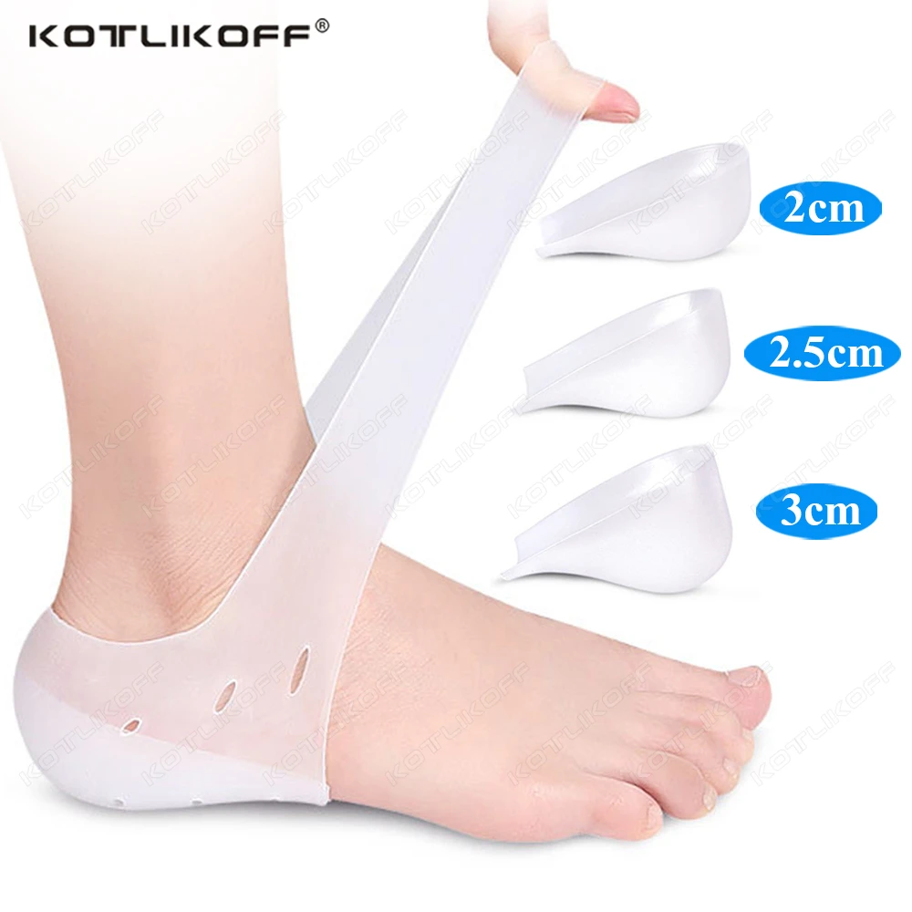 Invisible Height Increase Insoles Silicone Socks Gel Heel Pads Arch Support Heel Cushion Soles Insole Foot Massage Unisex