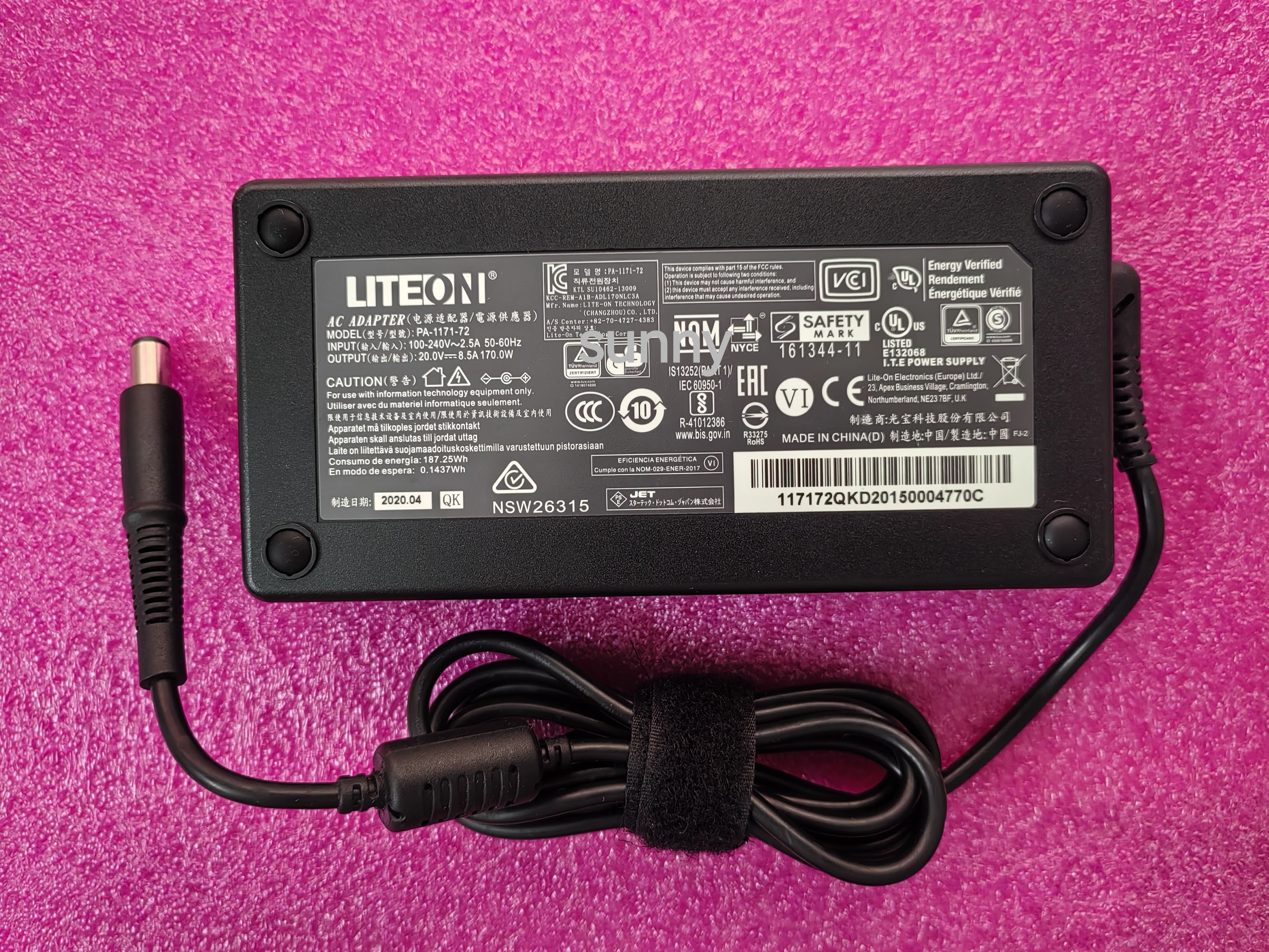 OEM 20V 8.5A PA-1171-72 7.4mm Pin 170W AC Adapter For Targus DOCK190USZ USB-C Universal DV4K Docking Station Genuine Puryuan