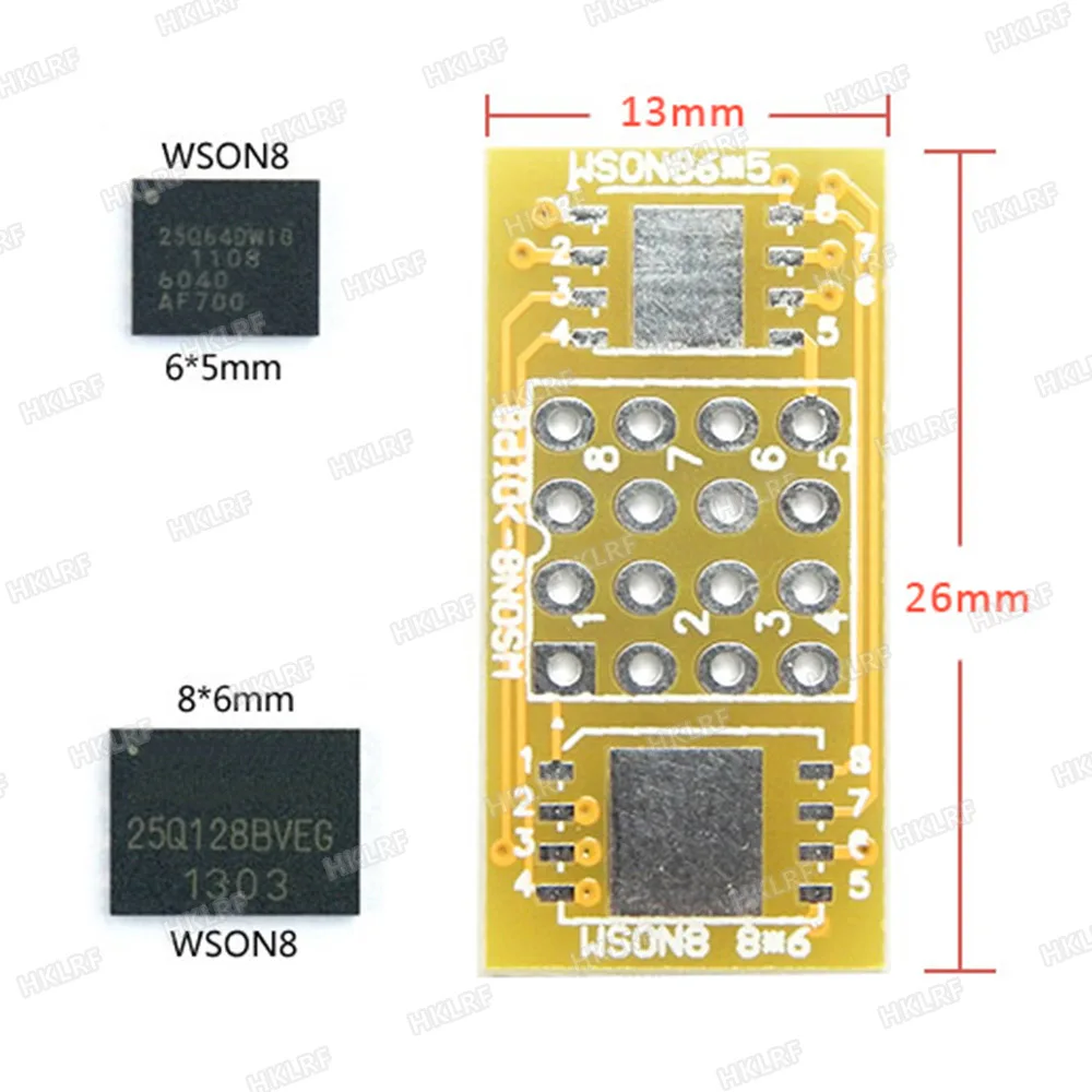 QFN8 to DIP8 Adapter WSON8 DFN8 MLF8 QFN8 to DIP8 socket for 25XXX IC use forTL866CS TL866A TL866II plus RT809H programmer