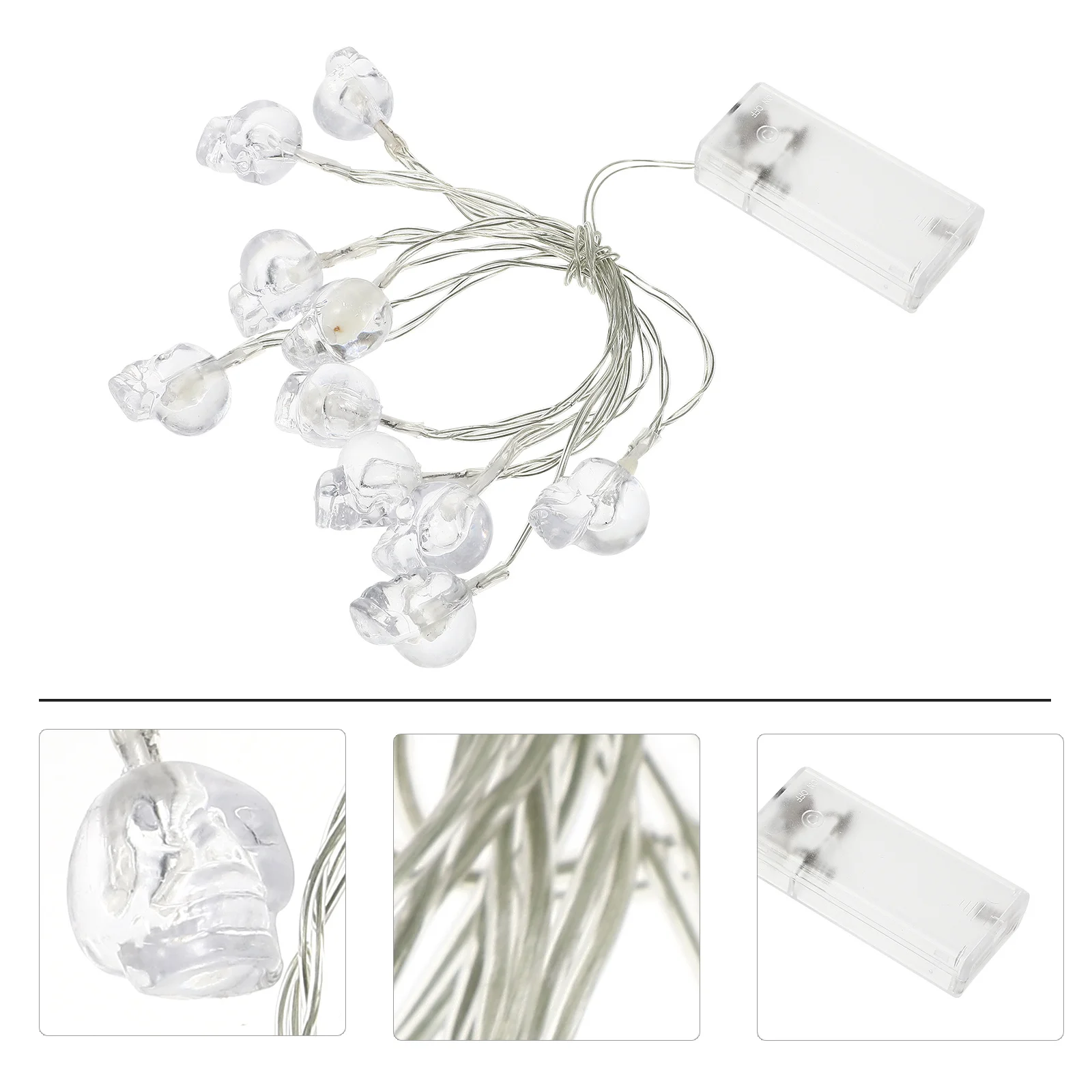 

2pcs Halloween Head String Led Skull Shape Decoration Saving Scary Skull Lamps Halloween Theme Lights Party String