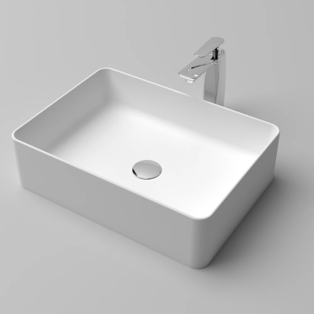 Lavabo da bagno con superficie solida da 20" x 14" in bianco opaco