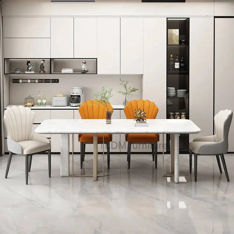 Luxury Yellow Modern Dining Vintage Chairs Nordic European White Chair Linen Beautiful Cadeiras De Jantar Exquisite Furniture