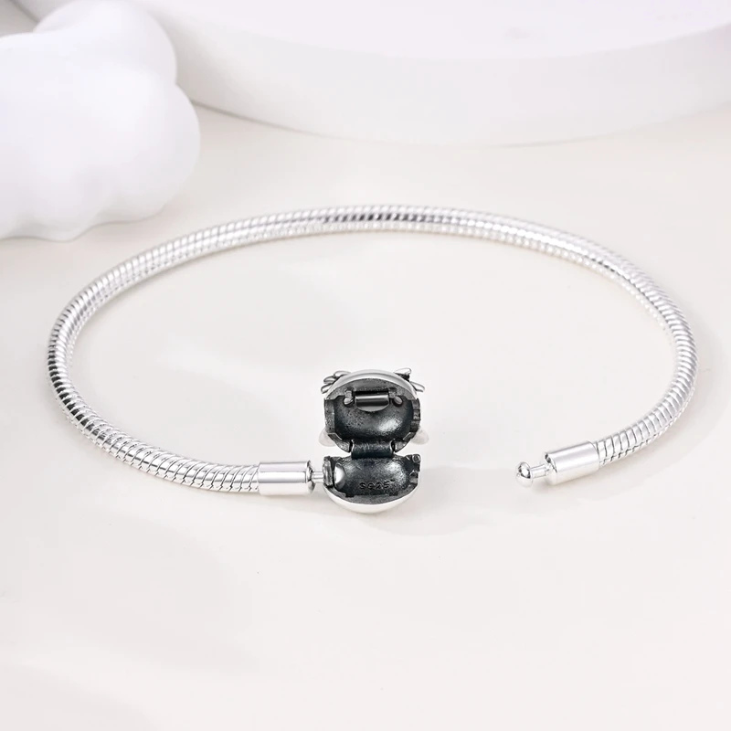 Hot 925 Sterling Silver Adorable Cat Chain Bracelet Fit Diy Charms Bead Fine Engagement Jewelry Gift