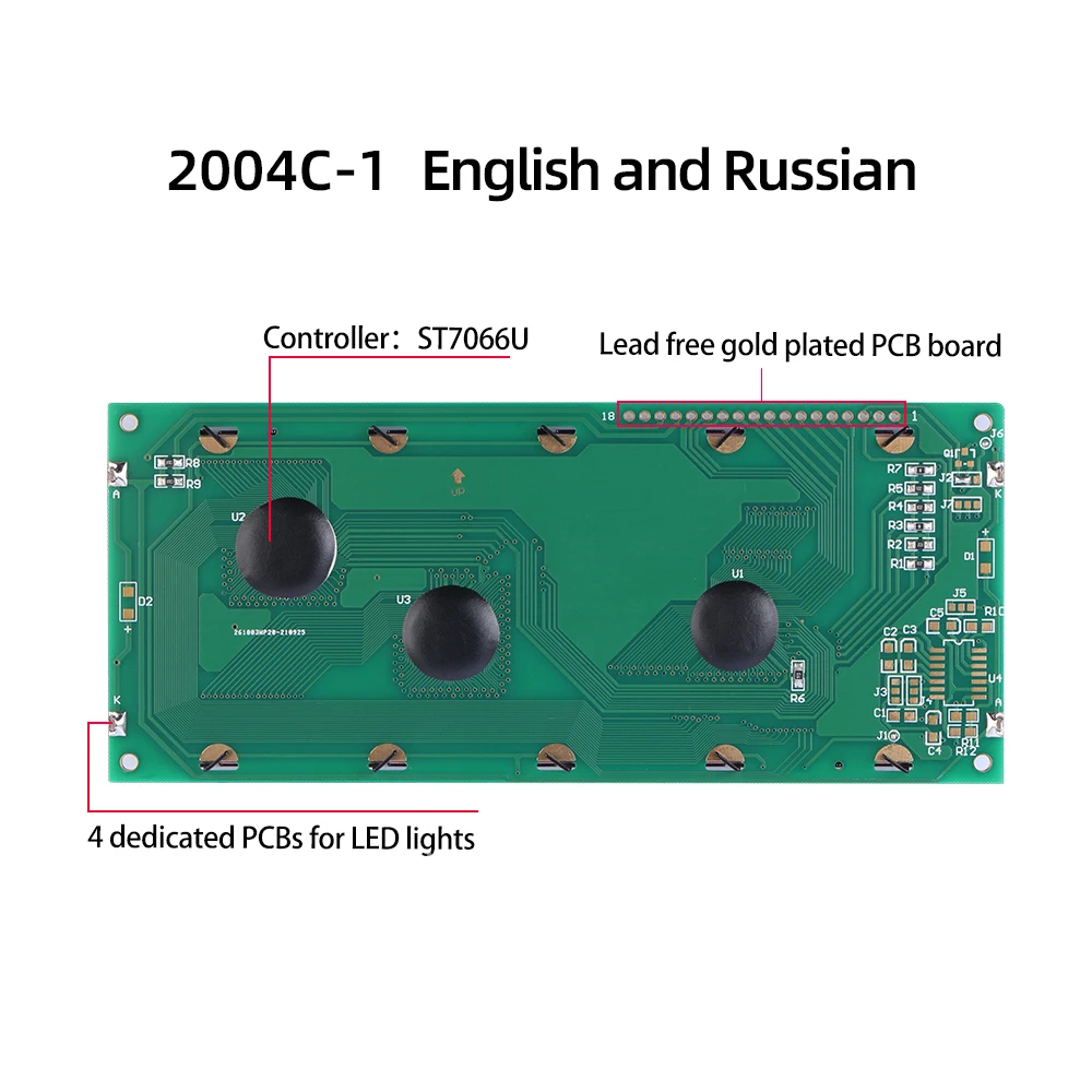 2004C1 Large Character Screen English Russian Standard Interface Module Orange Light Black Font Controller SPLC780D Voltage 5V