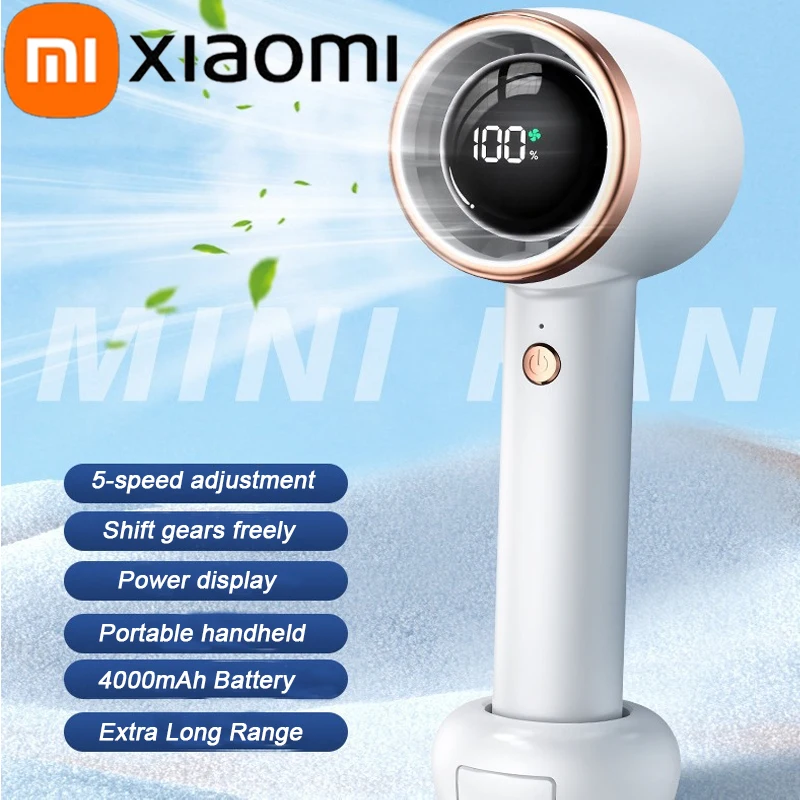 Xiaomi Portable Handheld Turbo Fan 100 Wind Speeds Adjustable 4000mAh Mini Personal Fan Battery Operated Electric Eyelash Fan