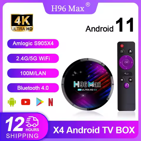 H96 Max X4 Smart TV Box Android11 S905 X4 Quad Core CPU 8K 4K 2.4g/5g Dual Wifi BT4.0 100M Ethernet Google Play AV1 HDR10+ SPDIF
