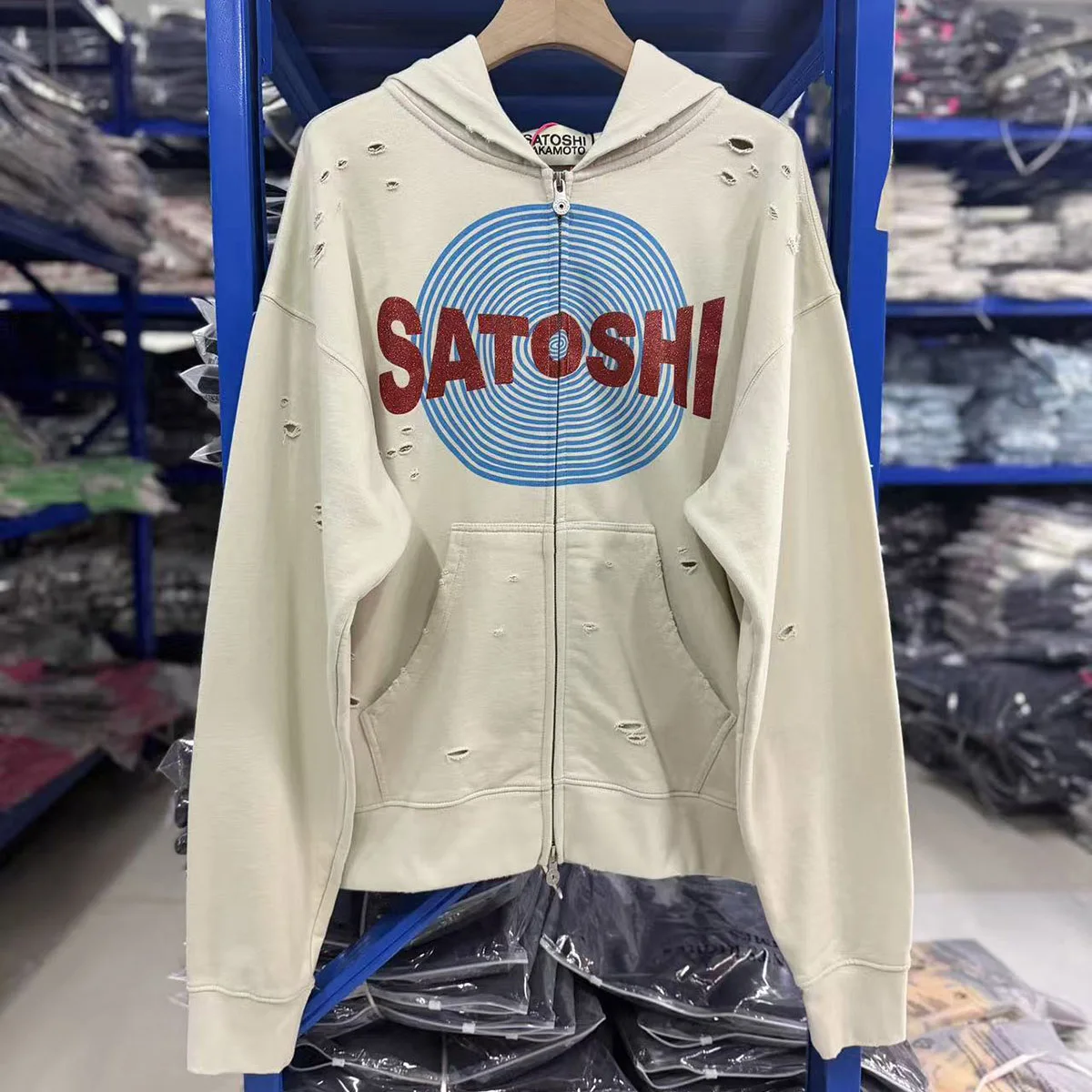 Letter Circle Patchwork Embroidery Front Pocket Terry Hooded Hoodies for Men and Women Cardigan Cotton Loose Sweatshirts