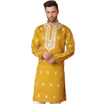 Kurtaasuha imprimé numérique pour hommes, coupe régulière, c...